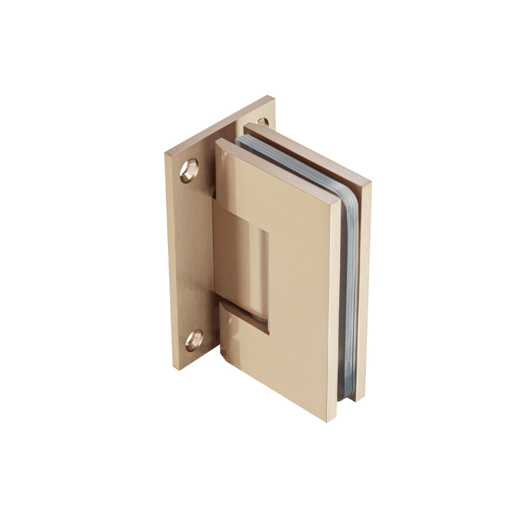 Flusso Faucets Wall To Glass Heavy Duty Self Centering Shower Door Hinge in Brushed Bronze Finish