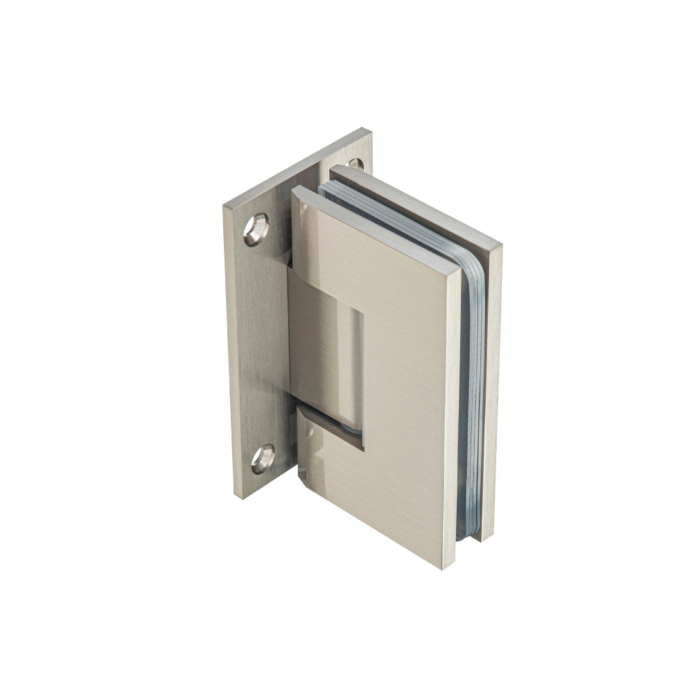 Flusso Faucets Wall To Glass Heavy Duty Self Centering Shower Door Hinge in Brushed Nickel Finish
