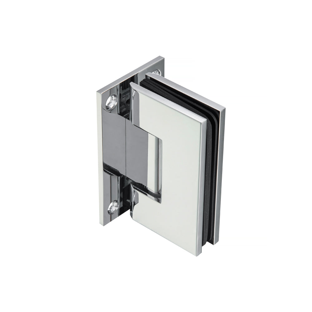 Flusso Faucets Wall To Glass Heavy Duty Self Centering Shower Door Hinge in Chrome Finish