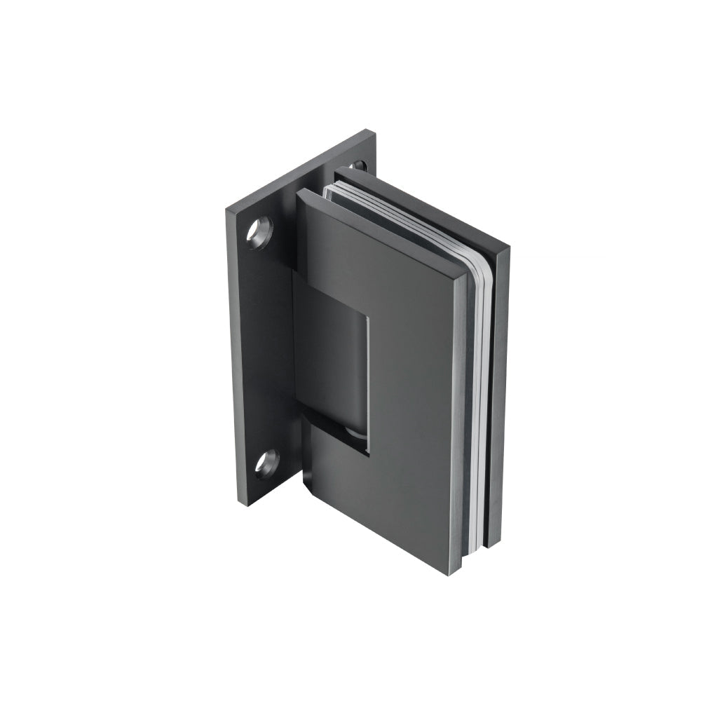 Flusso Faucets Wall To Glass Heavy Duty Self Centering Shower Door Hinge in Matte Black Finish