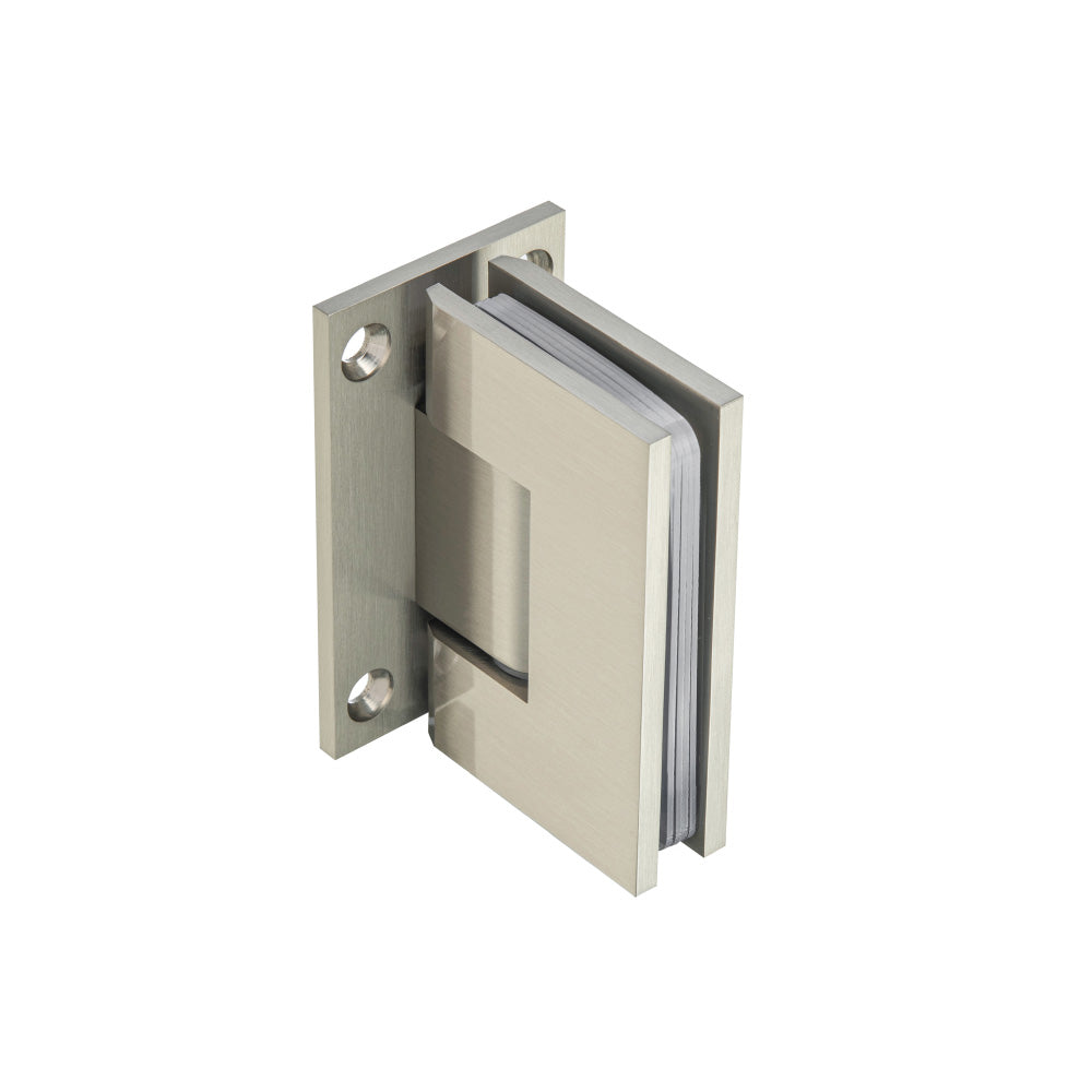 Flusso Faucets Wall To Glass Self Centering Shower Door Hinge in Brushed Nickel Finish