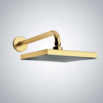 Fontana 12" Solid Brass Square Polished Gold Rainfall Wall Mount Shower Head