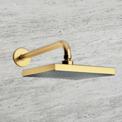 Fontana 12" Solid Brass Square Polished Gold Rainfall Wall Mount Shower Head