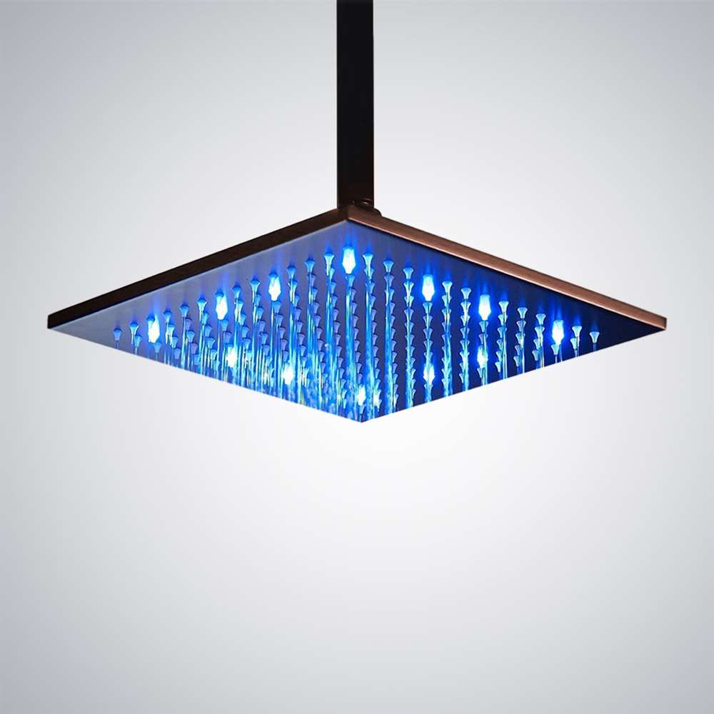 Fontana 12" Square Color Changing LED Oil Rubbed Bronze Rain Shower Head
