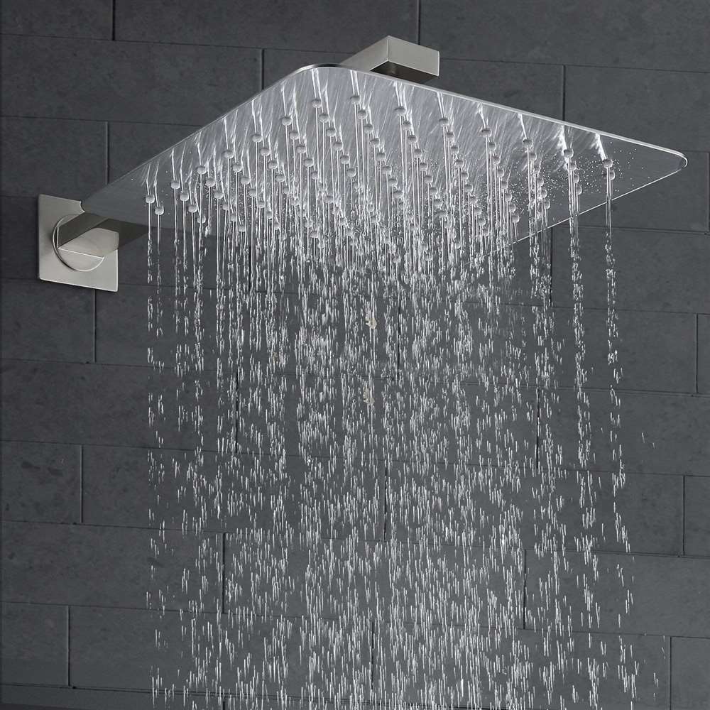 Fontana 12" Square Ultrathin Wall Mount Brushed Nickel Rainfall Shower Head