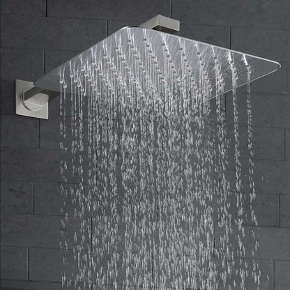 Fontana 12" Square Ultrathin Wall Mount Brushed Nickel Rainfall Shower Head