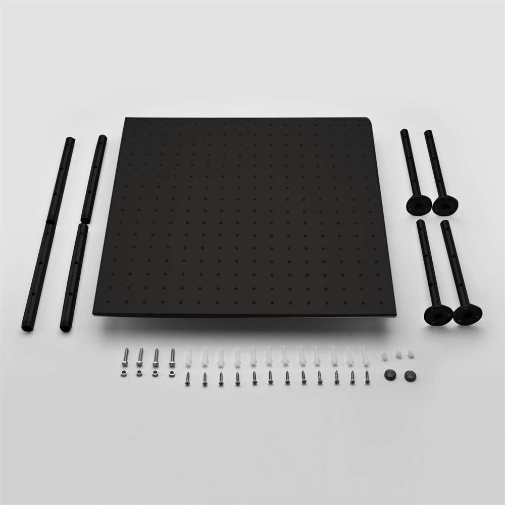 Fontana 20" Square Color Changing LED Solid Brass Matte Black Rain Shower Head