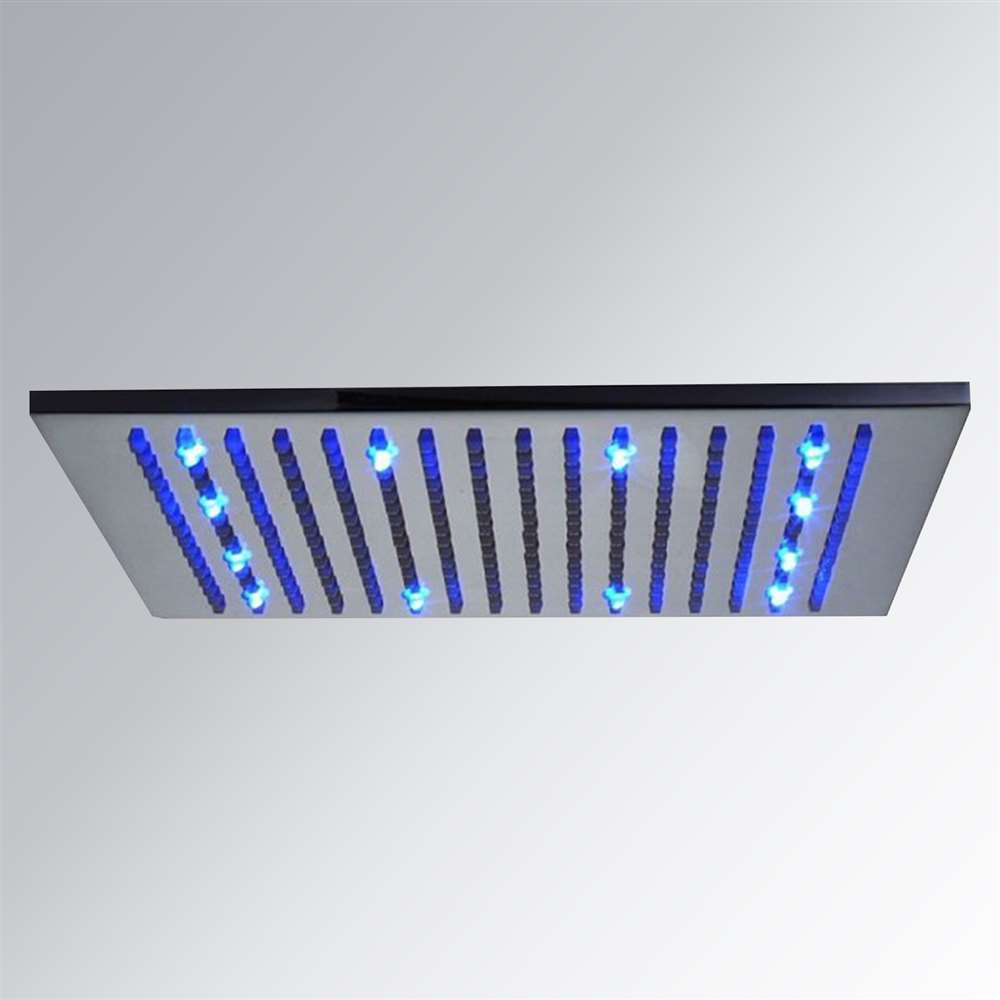 Fontana 20" Square LED Brushed Stainless Steel Rainfall Shower Head