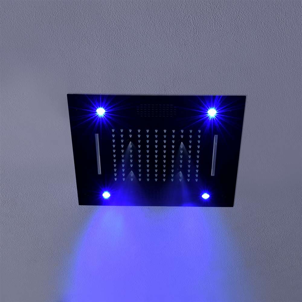 Fontana 24" Milan Multi Color LED Recessed Matte Black Rain Shower Head