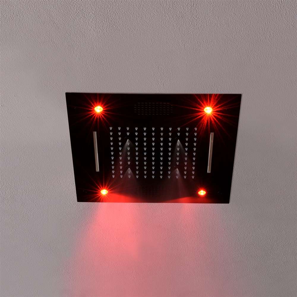 Fontana 24" Milan Multi Color LED Recessed Matte Black Rain Shower Head