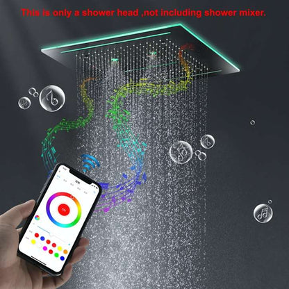 Fontana 24" Milan Multi Color LED Recessed Matte Black Rain Shower Head