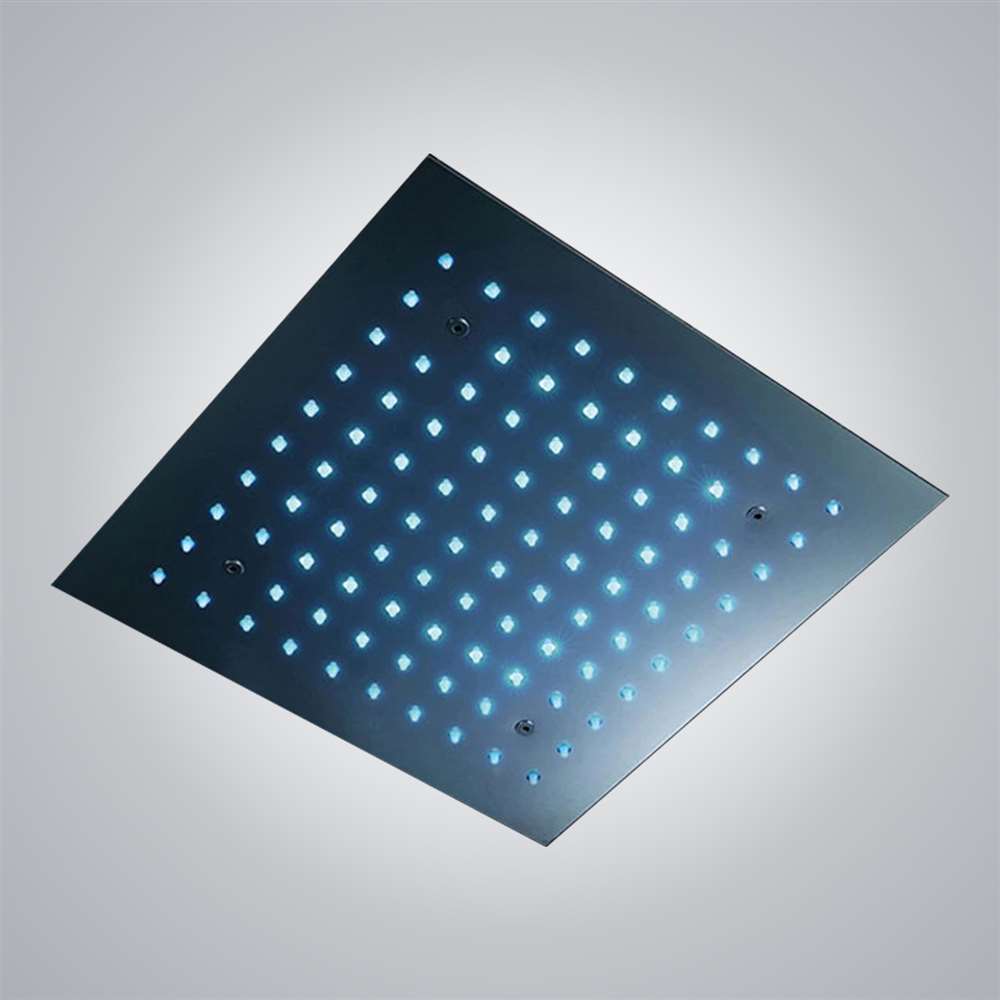 Fontana 24" Milan Multi Color LED Recessed Matte Black Rain Shower Head