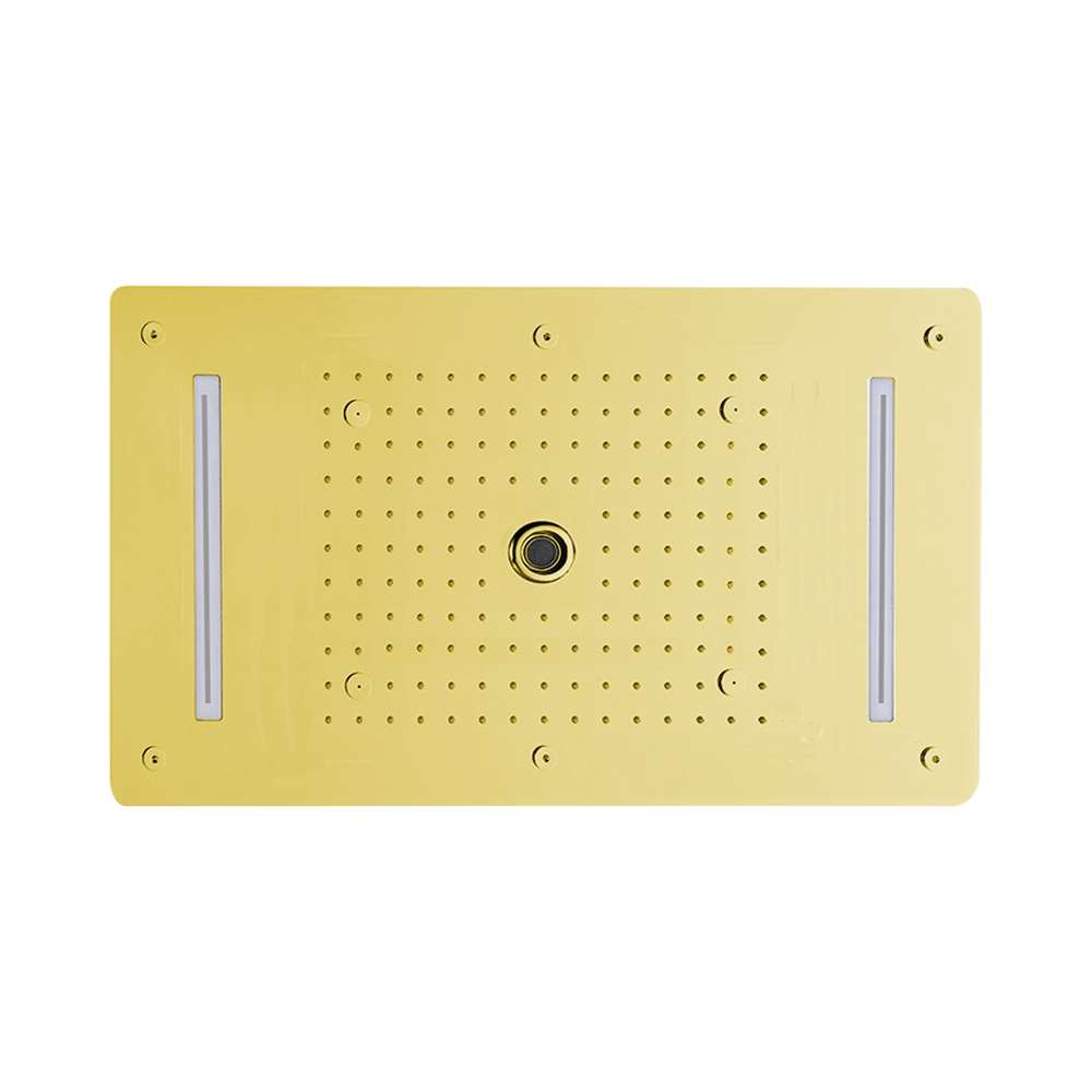 Fontana 28" x 16" Recessed Color Changing Water Powered LED Gold Shower Head