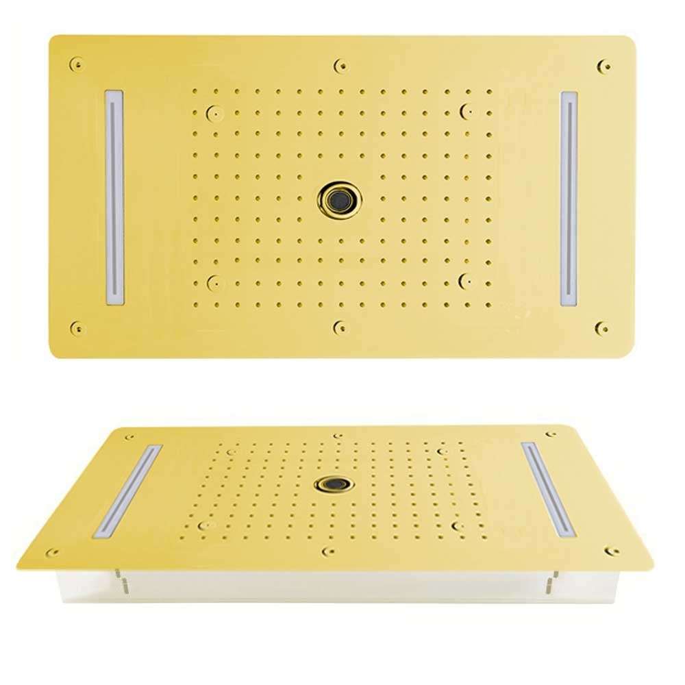 Fontana 28" x 16" Recessed Color Changing Water Powered LED Gold Shower Head