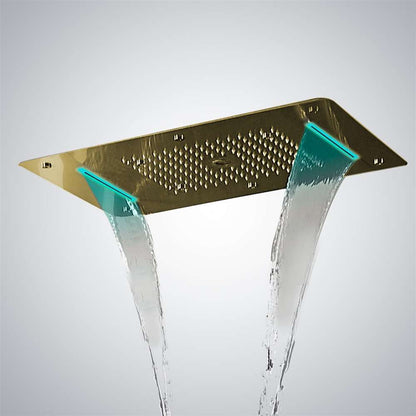 Fontana 28" x 16" Recessed Color Changing Water Powered LED Gold Shower Head