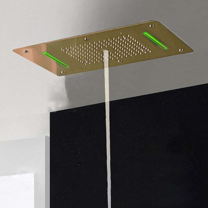 Fontana 28" x 16" Recessed Color Changing Water Powered LED Gold Shower Head