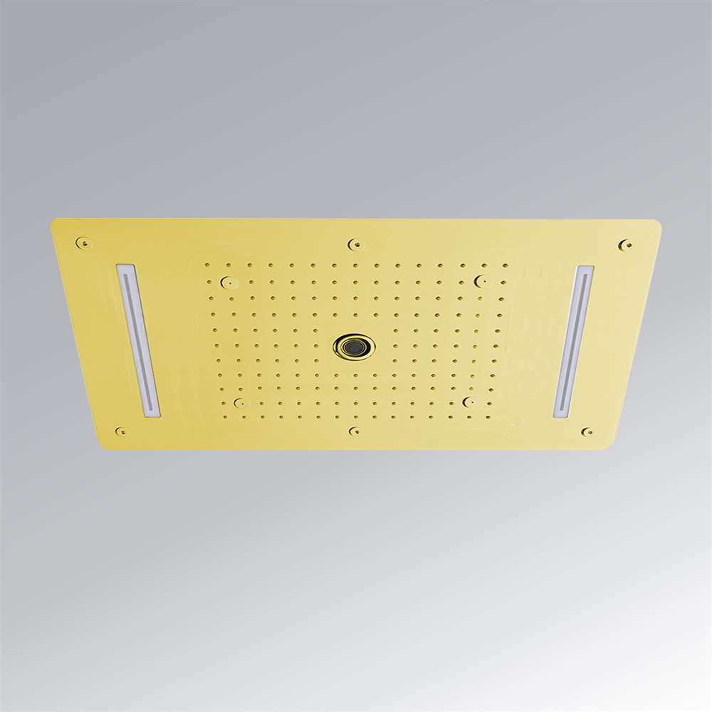 Fontana 28" x 16" Recessed Color Changing Water Powered LED Gold Shower Head