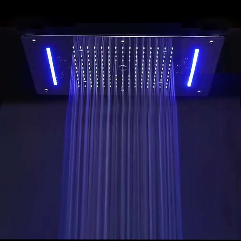 Fontana 28" x 16" Recessed Color Changing Water Powered LED Matte Black Shower Head