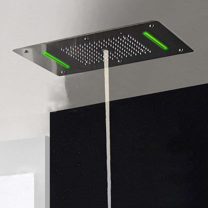 Fontana 28" x 16" Recessed Color Changing Water Powered LED Matte Black Shower Head