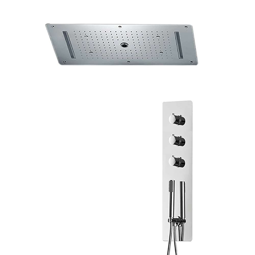 Fontana 28" x 16" Recessed Color Changing Water Powered LED Matte Black Shower Head