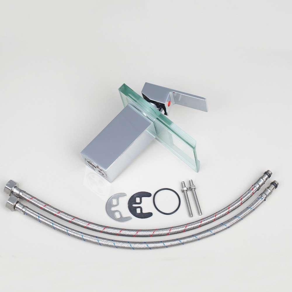 Fontana 7" Bend Glass LED Single Lever Brass Chrome Sink Faucet