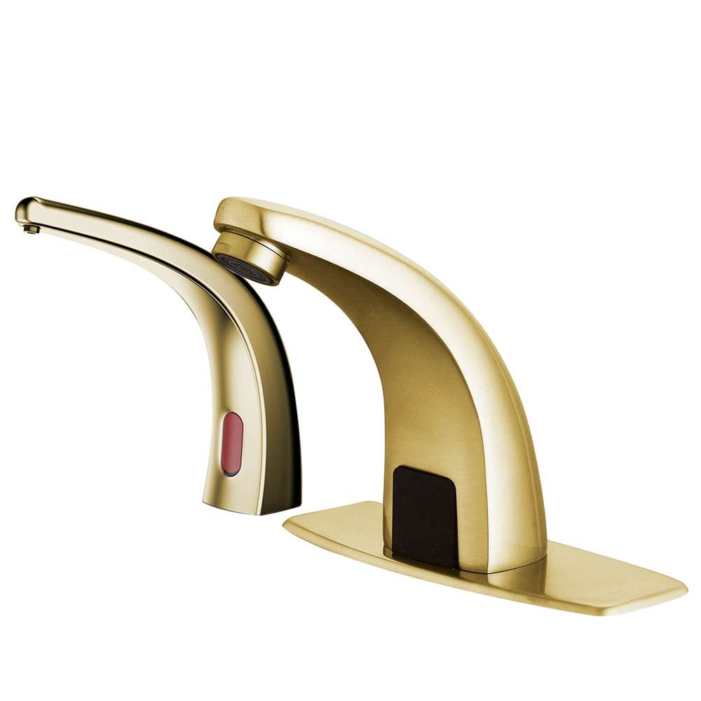 Fontana Agra Motion Sensor Brushed Gold Faucet and Automatic Liquid Soap Dispenser