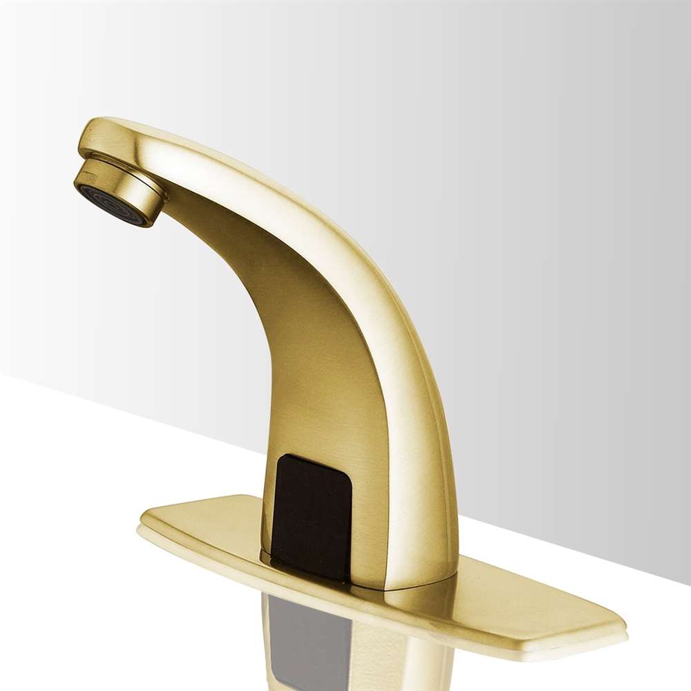 Fontana Agra Motion Sensor Brushed Gold Faucet and Automatic Liquid Soap Dispenser