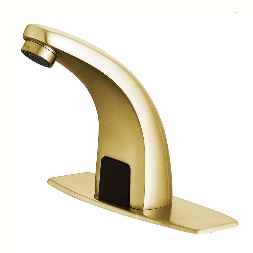 Fontana Agra Motion Sensor Brushed Gold Faucet and Automatic Liquid Soap Dispenser