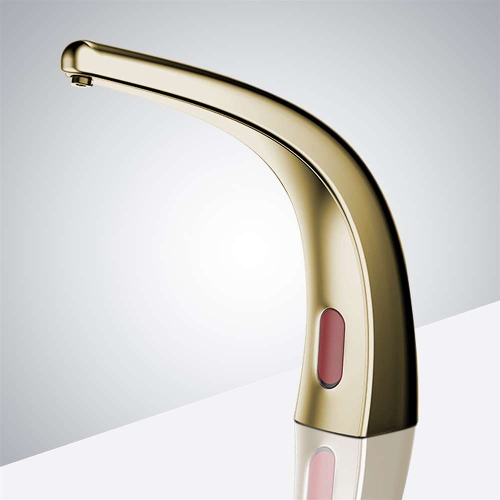 Fontana Agra Motion Sensor Brushed Gold Faucet and Automatic Liquid Soap Dispenser