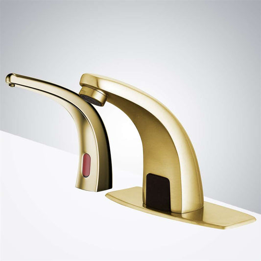 Fontana Agra Motion Sensor Brushed Gold Faucet and Automatic Liquid Soap Dispenser