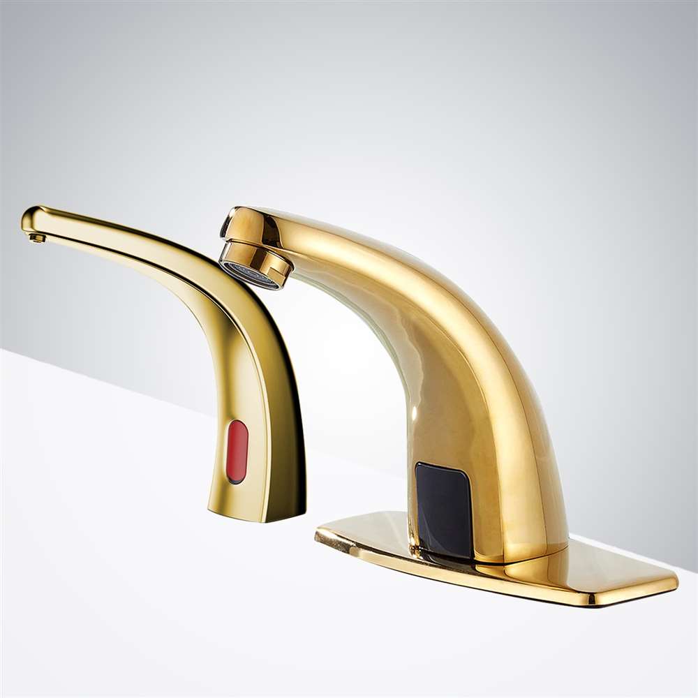 Fontana Agra Motion Sensor Gold Faucet and Automatic Liquid Soap Dispenser