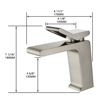 Fontana Andujar 1.2 GPM Single Handle Deck Mounted Waterfall Brushed Nickel Basin Faucet