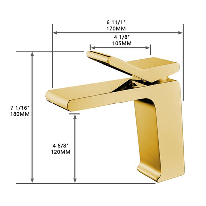 Fontana Andujar 1.2 GPM Single Handle Deck Mounted Waterfall Gold Basin Faucet