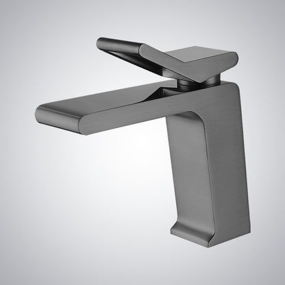Fontana Andujar 1.2 GPM Single Handle Deck Mounted Waterfall Gun Metal Gray Basin Faucet
