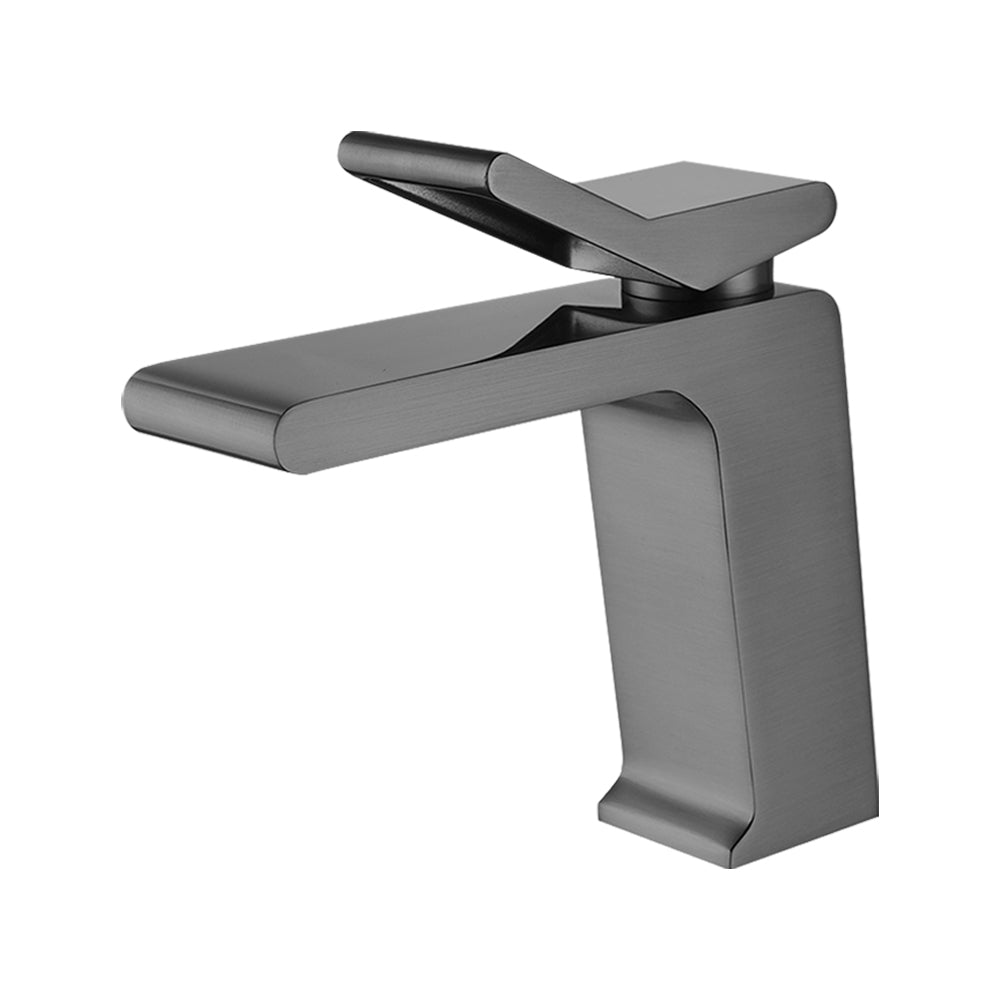 Fontana Andujar 1.2 GPM Single Handle Deck Mounted Waterfall Gun Metal Gray Basin Faucet