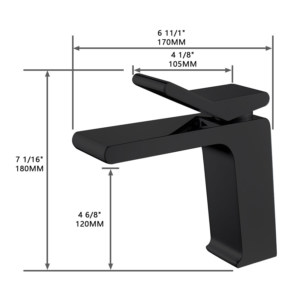 Fontana Andujar 1.2 GPM Single Handle Deck Mounted Waterfall Matte Black Basin Faucet