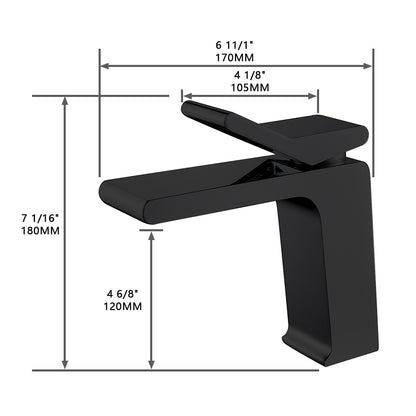 Fontana Andujar 1.2 GPM Single Handle Deck Mounted Waterfall Matte Black Basin Faucet