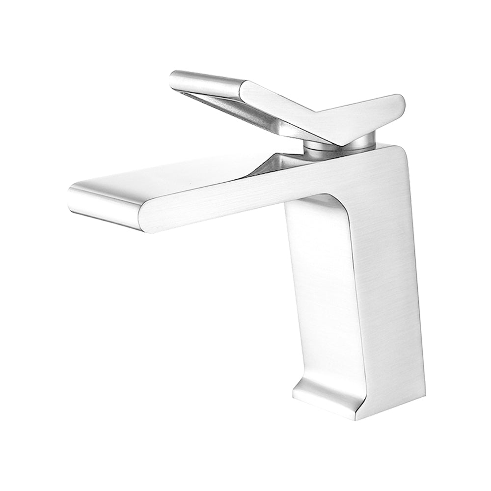 Fontana Andujar 1.2 GPM Single Handle Deck Mounted Waterfall Matte White Basin Faucet