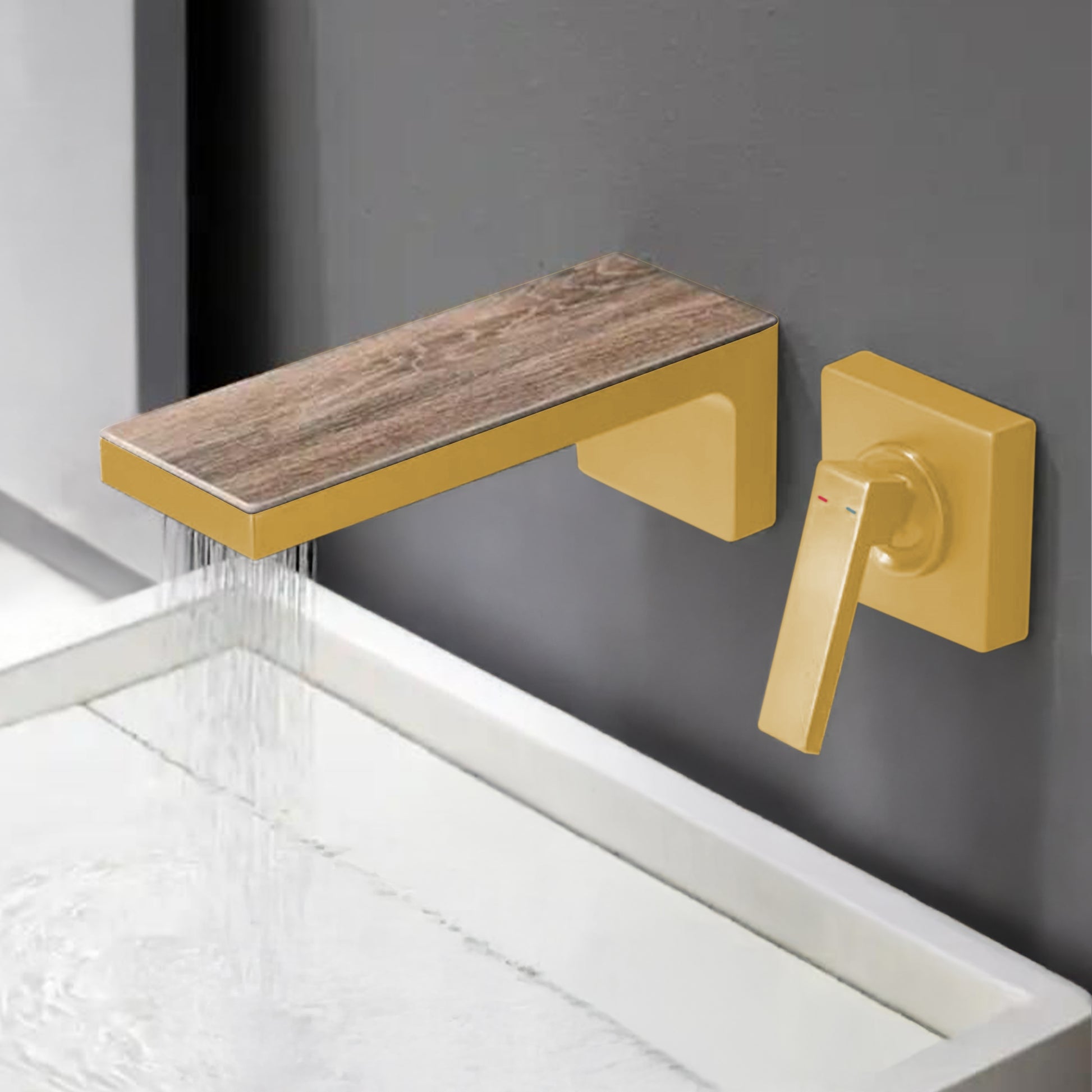 Fontana Aprica 4" Minispread Single Handle Brushed Gold Wall Mounted Faucet