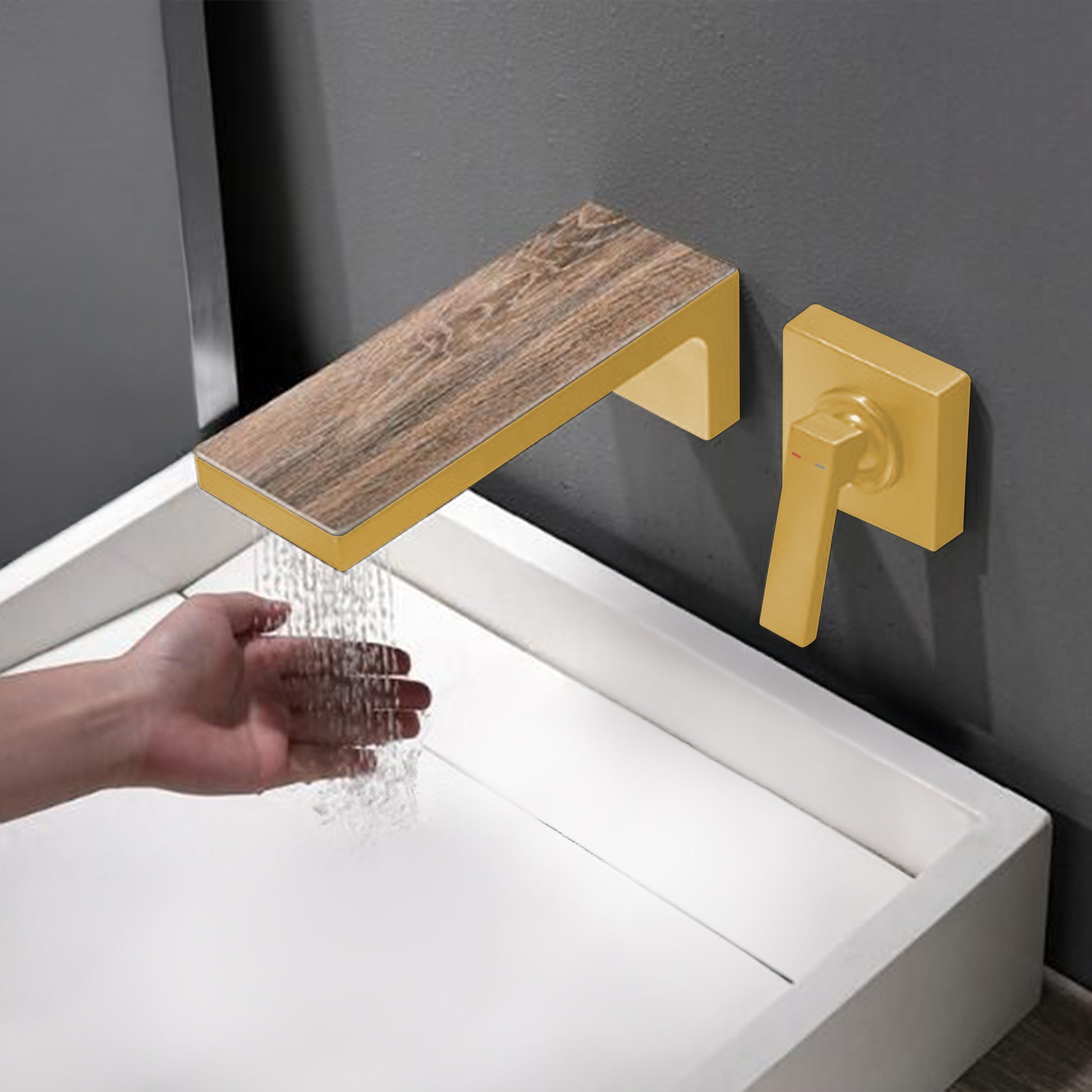 Fontana Aprica 4" Minispread Single Handle Brushed Gold Wall Mounted Faucet