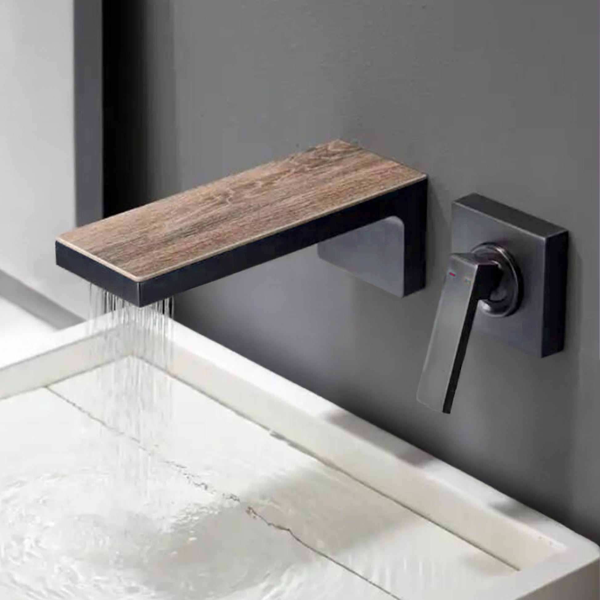 Fontana Aprica 4" Minispread Single Handle Gun Metal Gray Wall Mounted Faucet