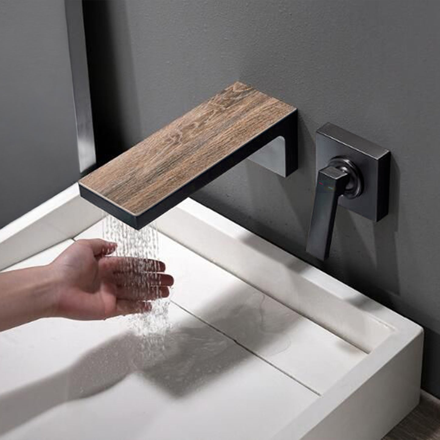 Fontana Aprica 4" Minispread Single Handle Gun Metal Gray Wall Mounted Faucet