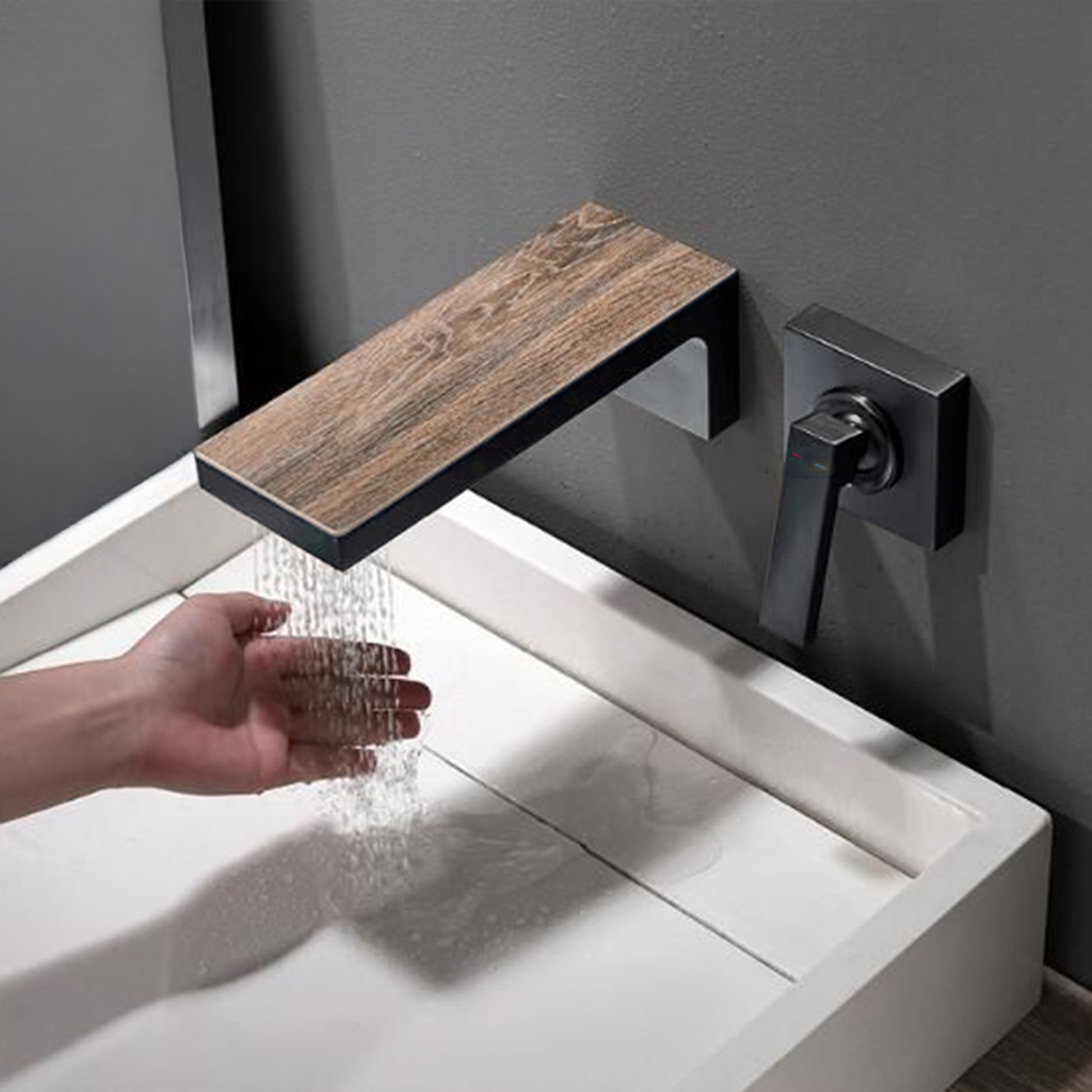 Fontana Aprica 4" Minispread Single Handle Gun Metal Gray Wall Mounted Faucet