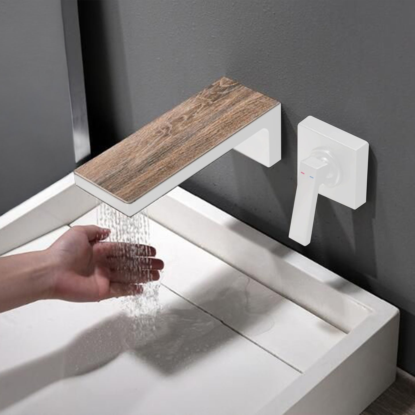 Fontana Aprica 4" Minispread Single Handle Matte White Wall Mounted Faucet