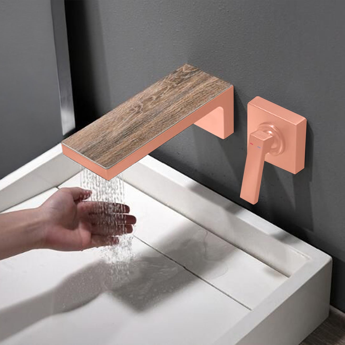 Fontana Aprica 4" Minispread Single Handle Rose Gold Wall Mounted Faucet