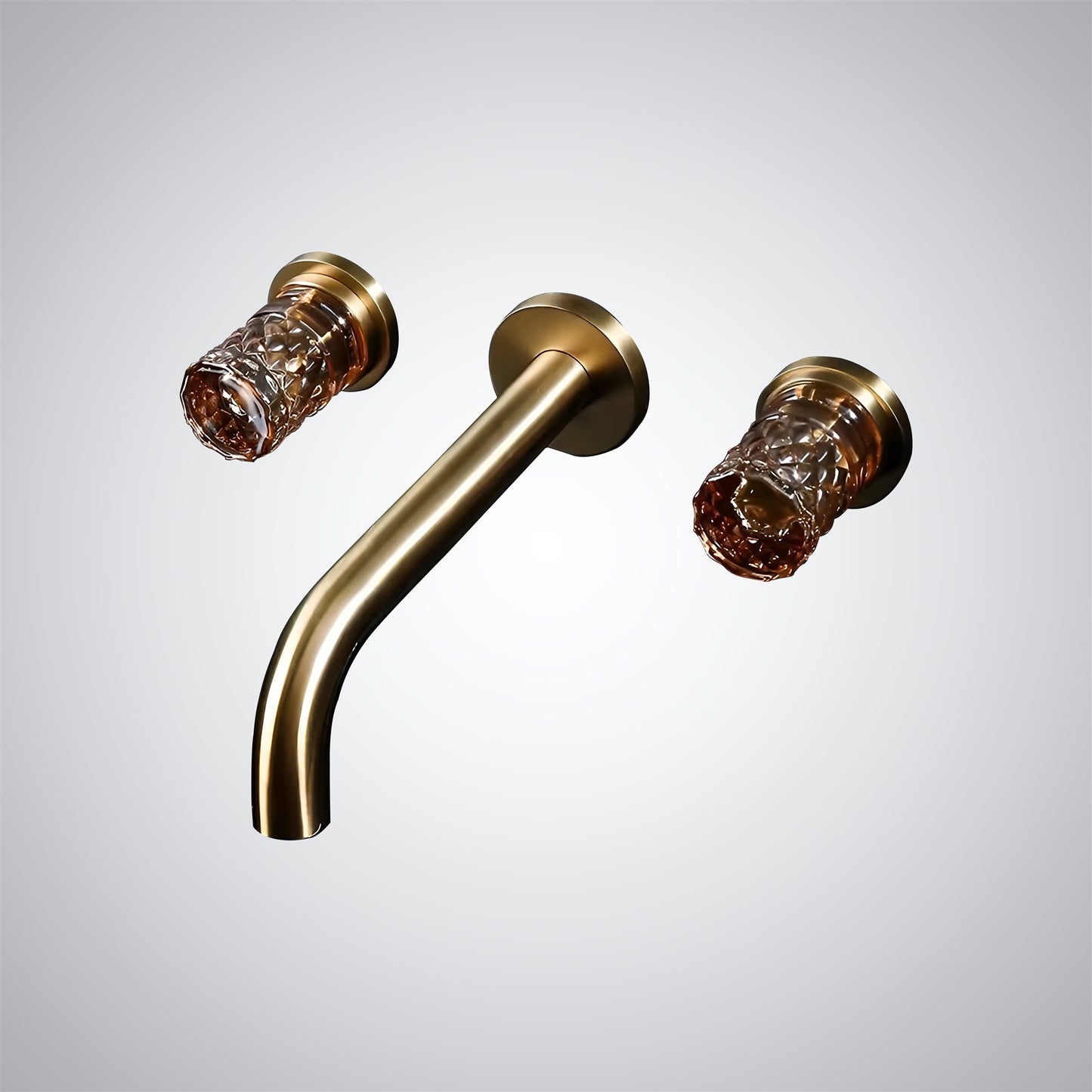 Fontana Aquitaine Double Crystal Handle Brushed Gold Wall Mounted Basin Faucet