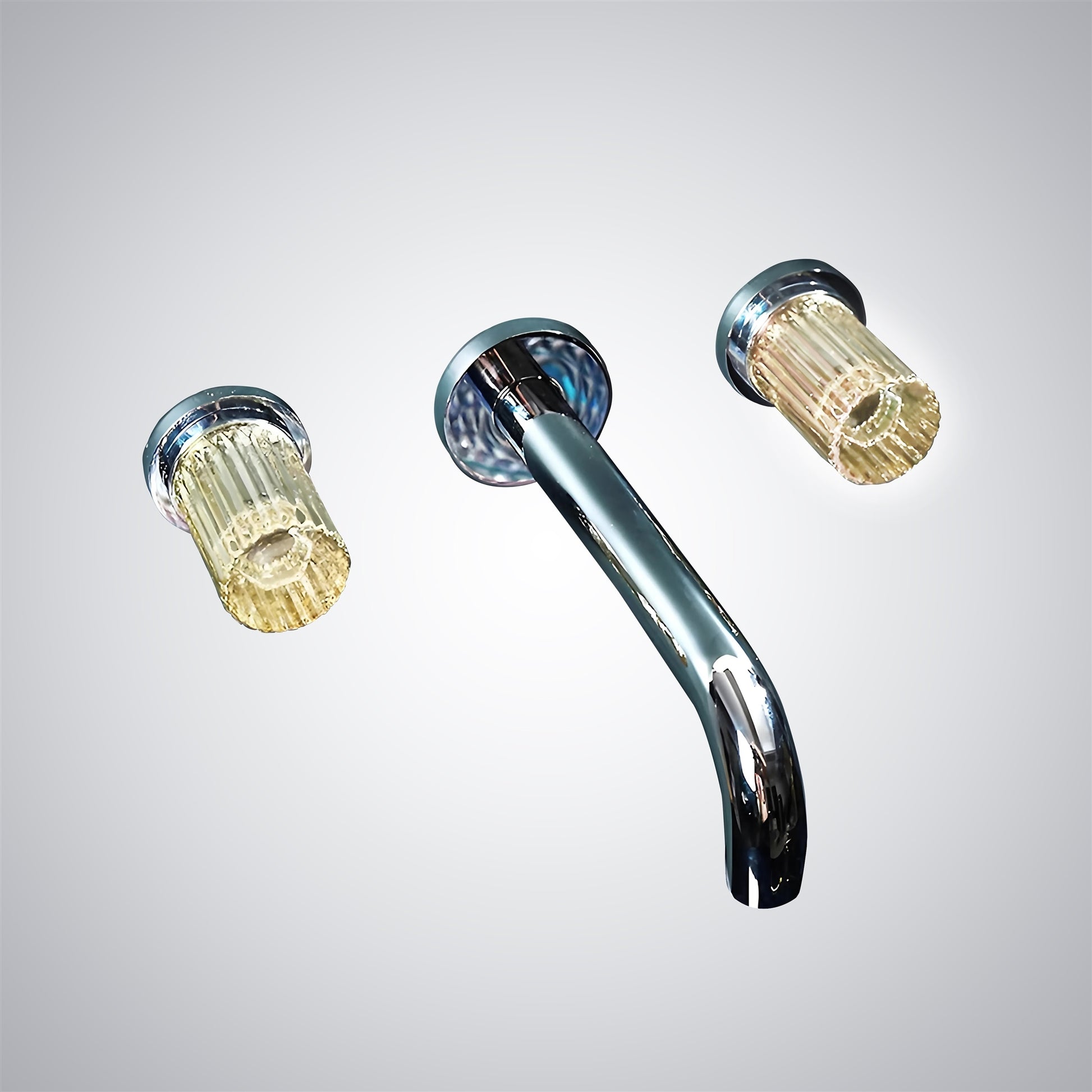 Fontana Aquitaine Double Crystal Handle Chrome Wall Mounted Basin Faucet