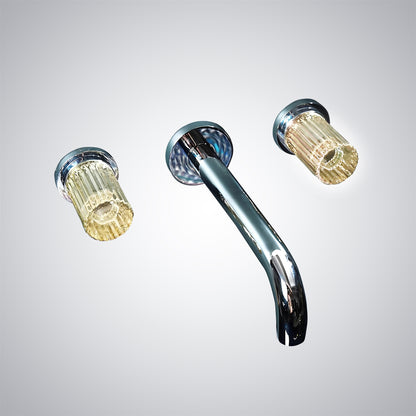 Fontana Aquitaine Double Crystal Handle Chrome Wall Mounted Basin Faucet