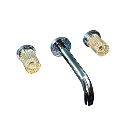 Fontana Aquitaine Double Crystal Handle Chrome Wall Mounted Basin Faucet