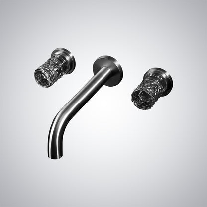 Fontana Aquitaine Double Crystal Handle Gun Gray Wall Mounted Basin Faucet